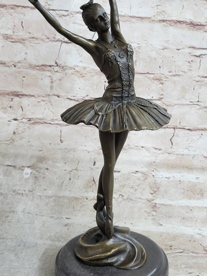 Prima Ballerina Ballet Dancer Girl Figure Signed Original Bronze Statue Sculpture 13" x 5" for wholesale by Bronzhaus