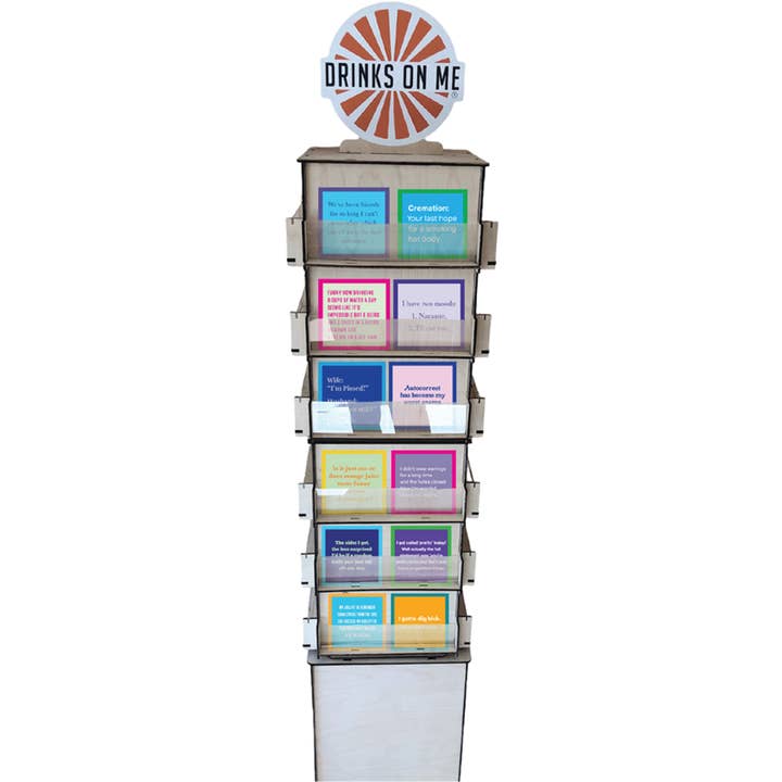 Drinks on Me - Wholesale Retailer Display - Paper & Novelty - Card Floor Display + 64 Greeting Cards, 6/Each Style