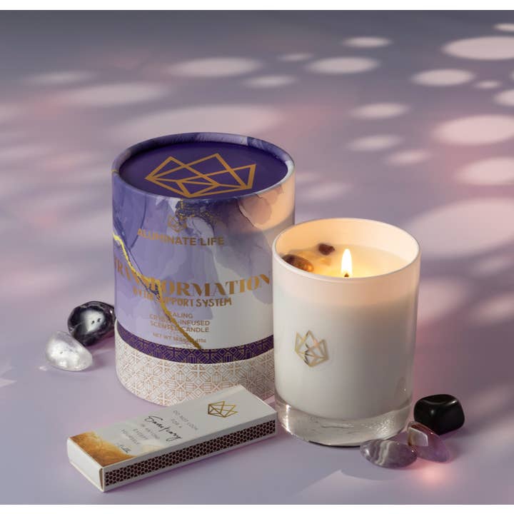 Aluminate Life - Wholesale Jar/Filled Candle - Transformation Intention Setting Crystal Scented Candle