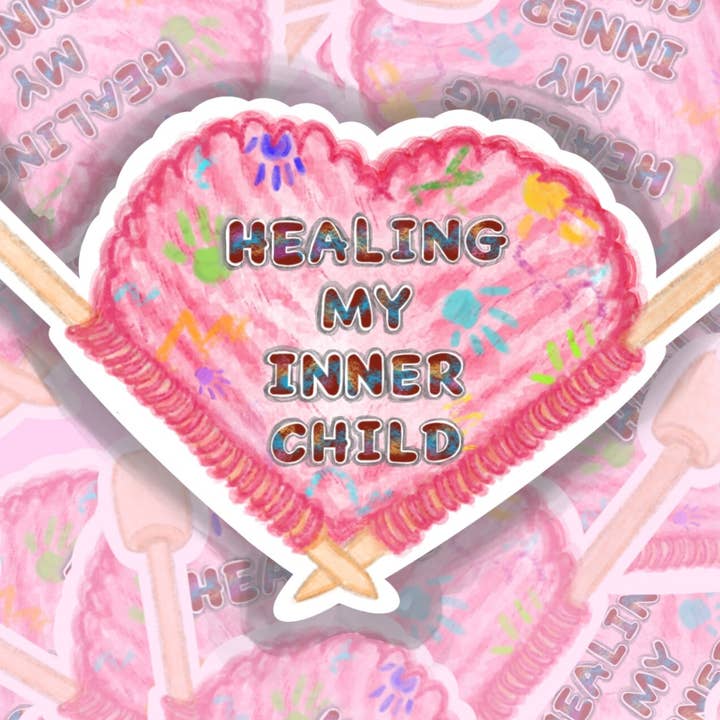 Autocollant laminé brillant "Guérir mon enfant intérieur" pour la vente par Unravelingarts