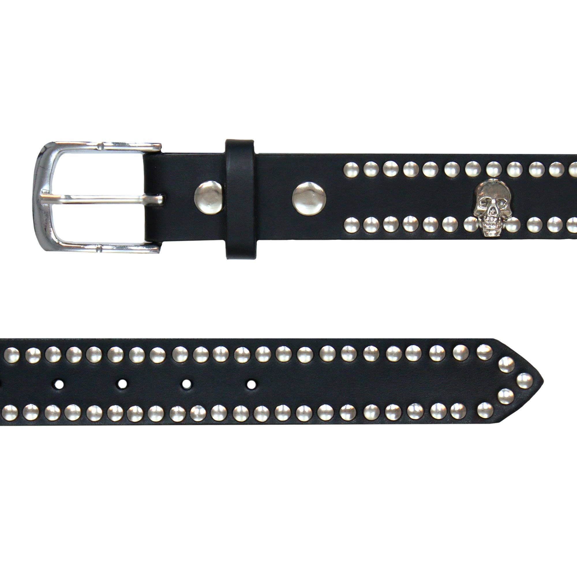 BLACK Hot Leathers Leather Belt with Studs and Skulls for wholesale on Faire2
