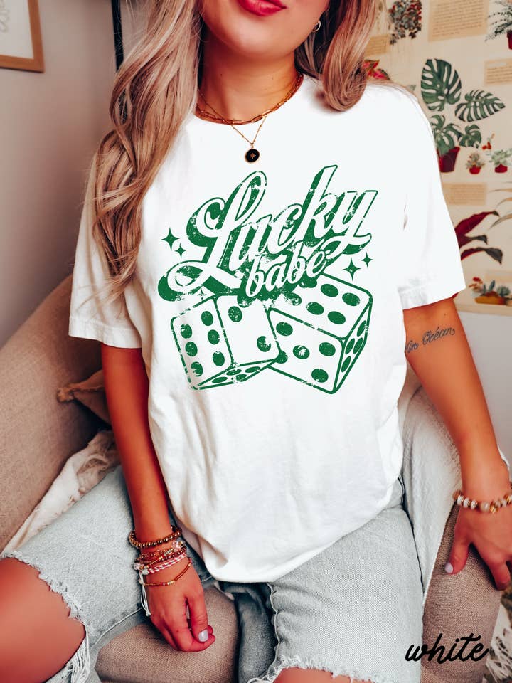 Chloe Vs Tank - Wholesale T-Shirt (Graphic) - Unisex - Lucky Babe Dice Comfort Colors Tee *8 Colors (S-3X)5