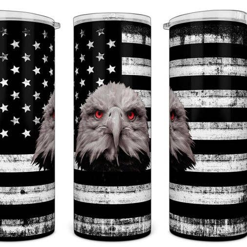 20oz Tumbler with Patriotic Eagle and Flag for wholesale by The Branded Monkey