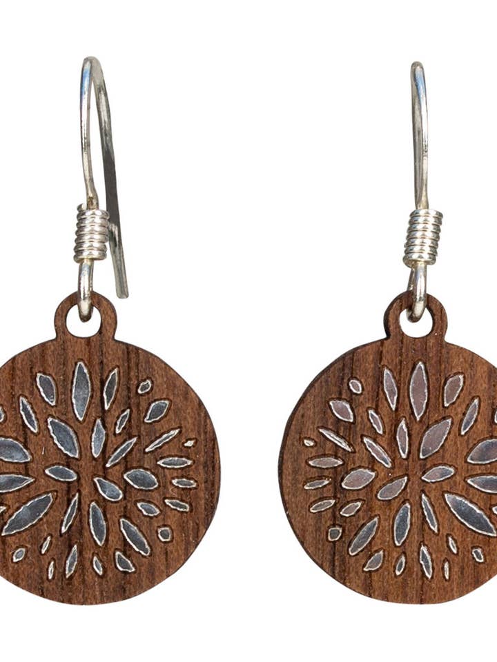 Burst Twig Earring with Silver Foil Accent for wholesale by Woodcutts Inc.