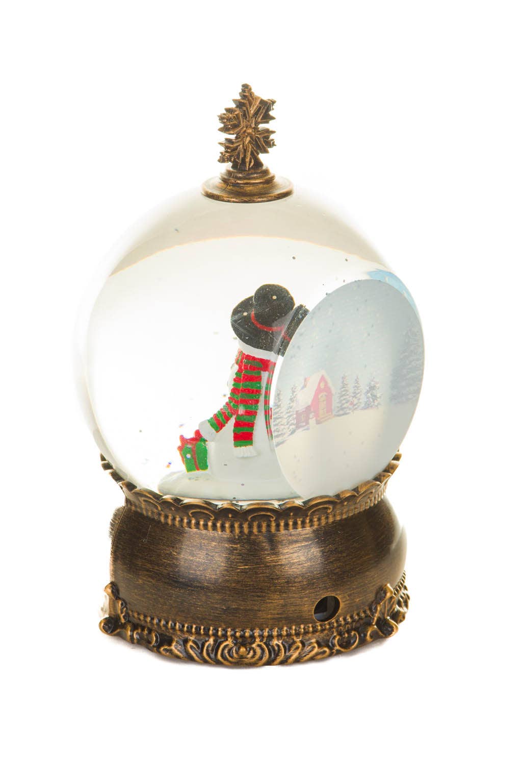 Starlight Collection - Wholesale Snow Globe - Brass LED Bauble Snow Globe with Snowman4