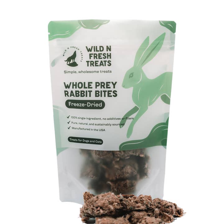 Vriesgedroogde Hele Prooi Konijnenhapjes voor wholesale door Wild n Fresh Treats