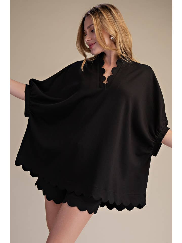 Glam - Wholesale Blouse - Women's - Scallop Neck Line Oversized Top14