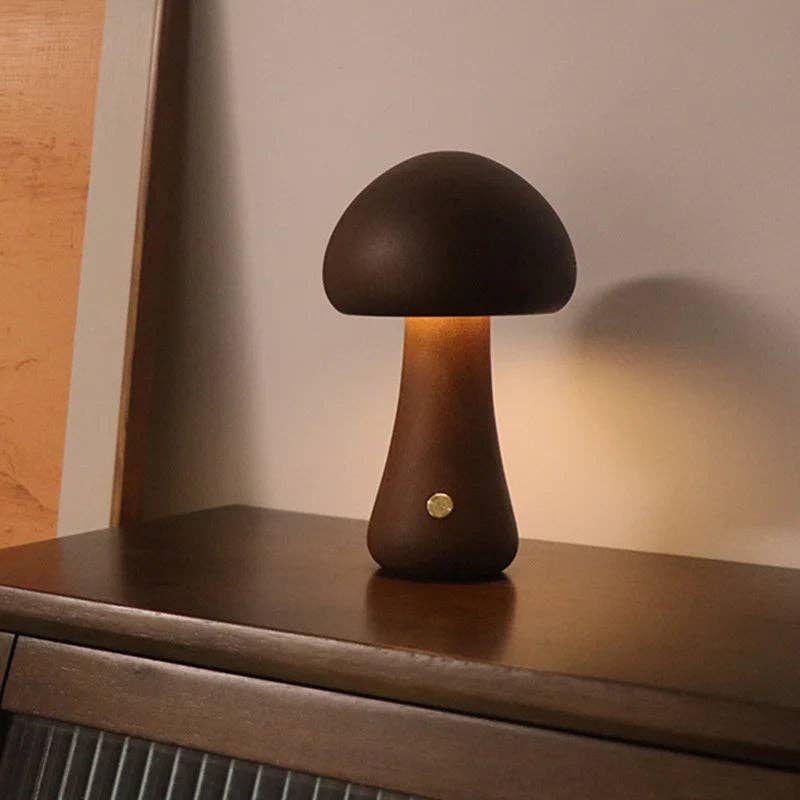 Kiyo Home - Wholesale Accent/Desk Lamp - Wooden Mushroom Lamps | Touch Control Lamp | Rechargeable17