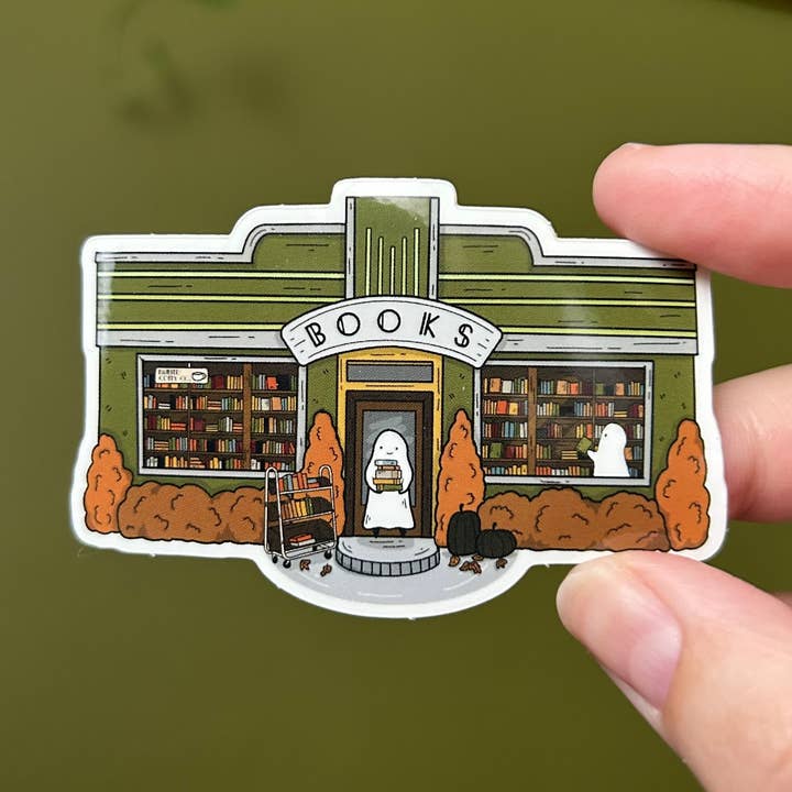 Bookshop Sticker for wholesale by Little Spooky Studio