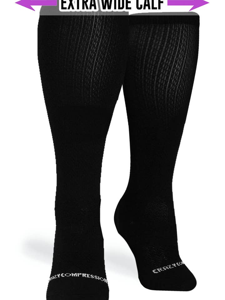 Crazy Compression - Wholesale Socks - Unisex - Black OTC Compression Socks (Standard & Extra Wide)1