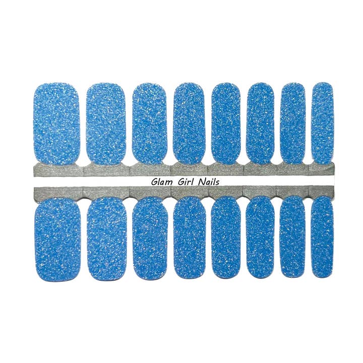 Sky Blue Sparkle Nail Wraps for wholesale by Glam Girl Nails