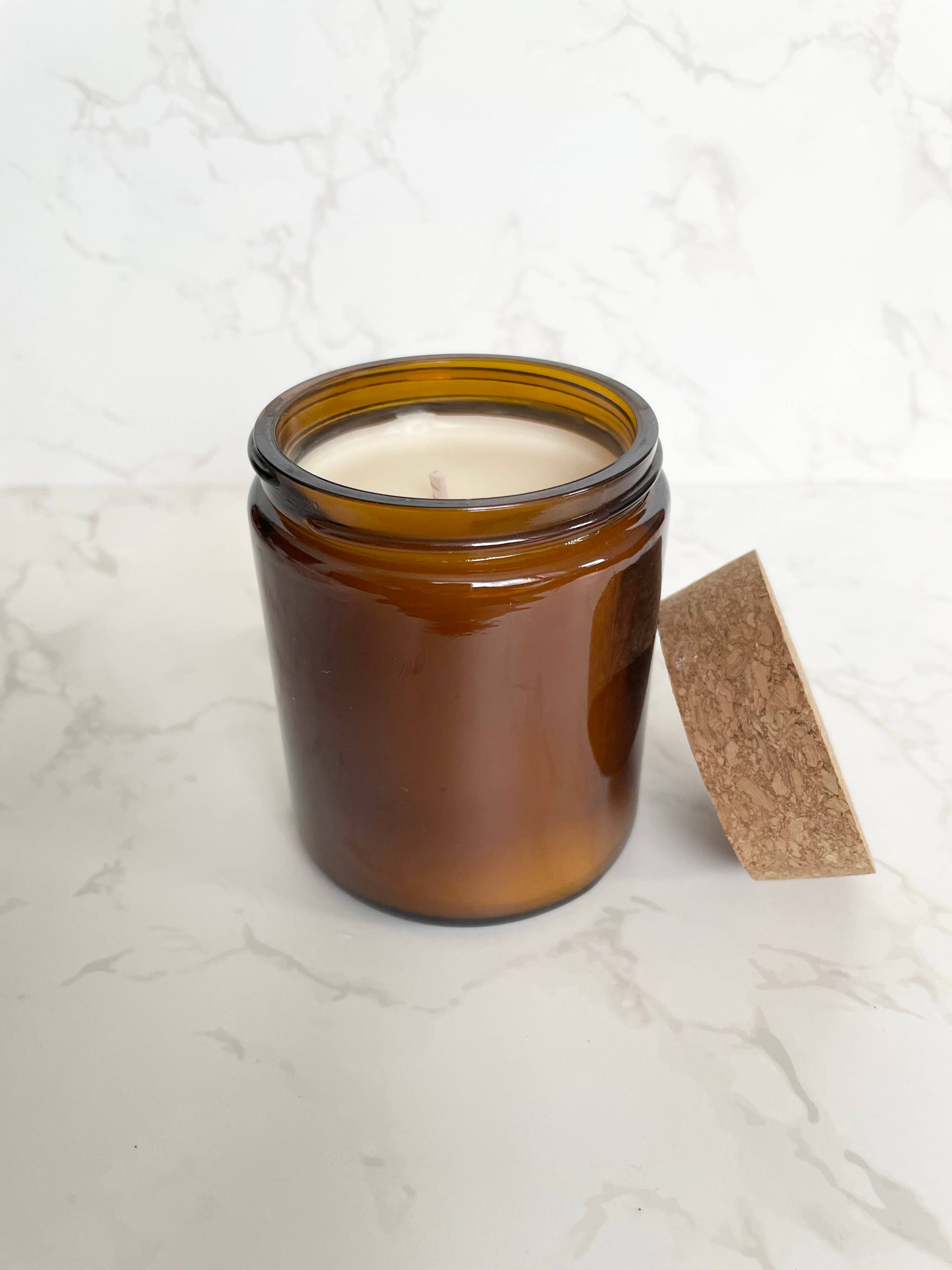 MB Natural Candles – wholesale Jar/filled candle – 8.5 oz Unlabled Amber Jar Soy Candle1