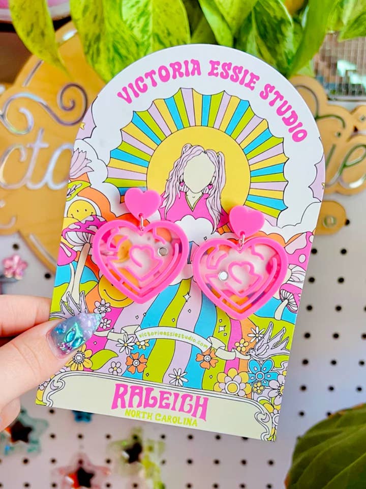 Y2K Heart Maze Earrings for wholesale by Victoria Essie Studio