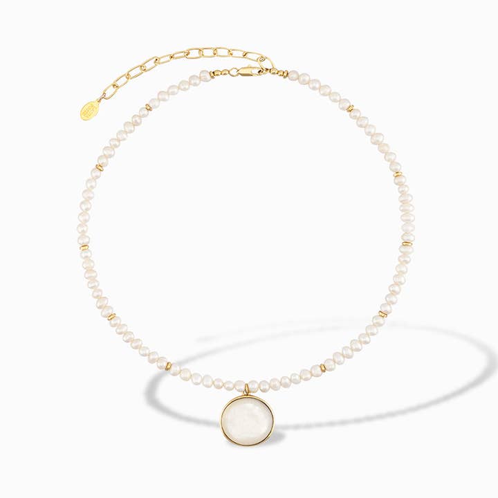 Pearl Charm Necklace in Mother of Pearl for wholesale by Laura Foote Designs