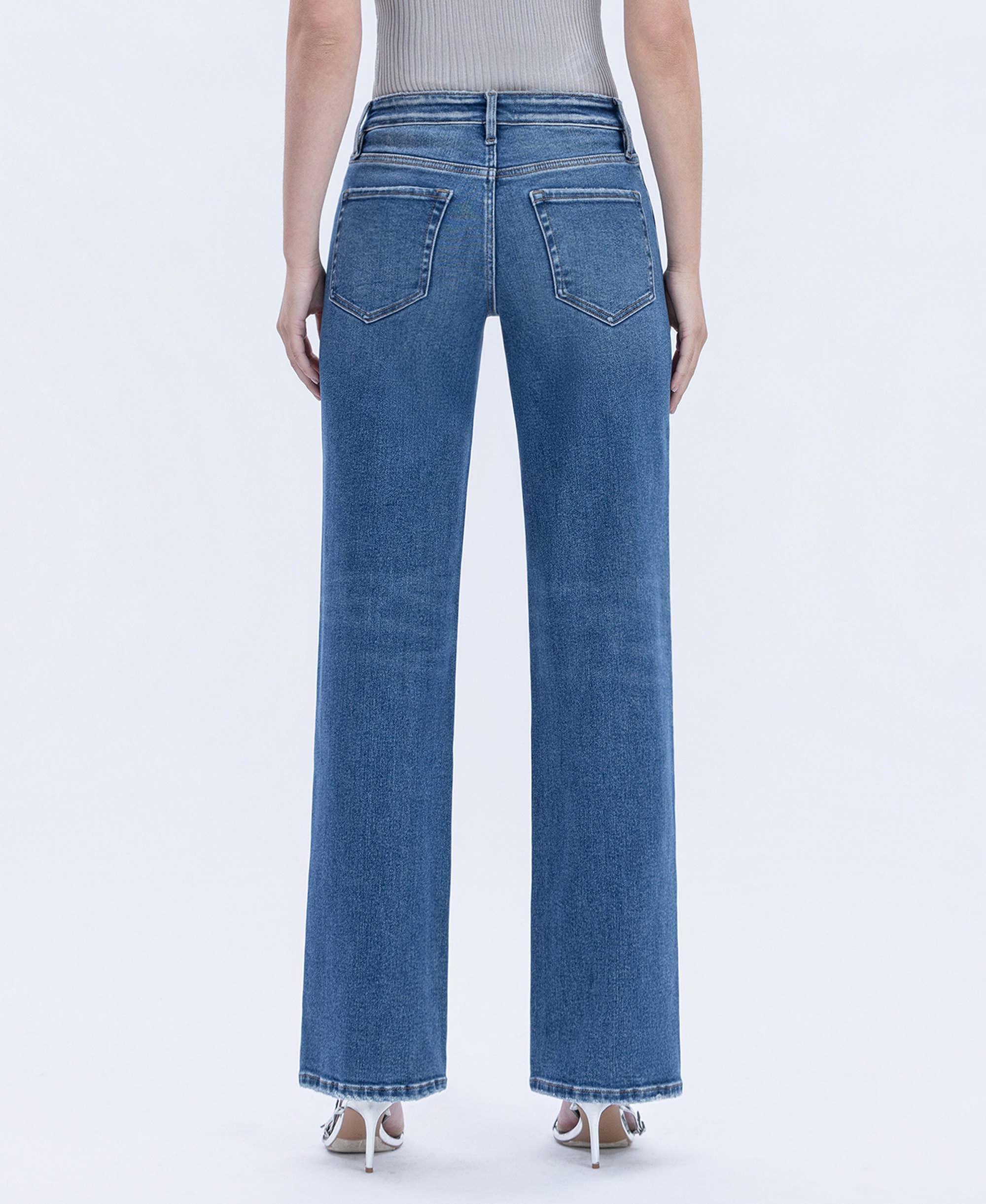 DREAMLAND HIGH RISE FULL LENGTH SLIM WIDE JEANS T6502 for wholesale on Faire1