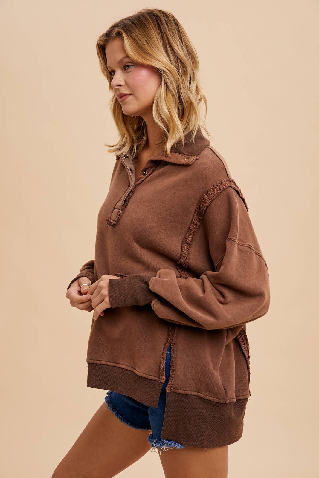 In Loom – wholesale Sweatshirt – Women's – VINTAGE WASHED TERRY POLO PULLOVER4