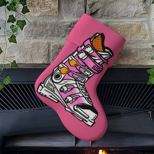 Sofs Designs – Großhandel Weihnachtsstrumpf – Strümpfe in festlichem Pink Skistiefel aus plüschigem Velours.0