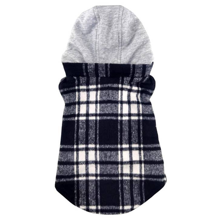 Doggie Design - Wholesale Pet hoodie – Dog - Weekender Dog Sweatshirt Hoodie -Black & White Plaid Flannel