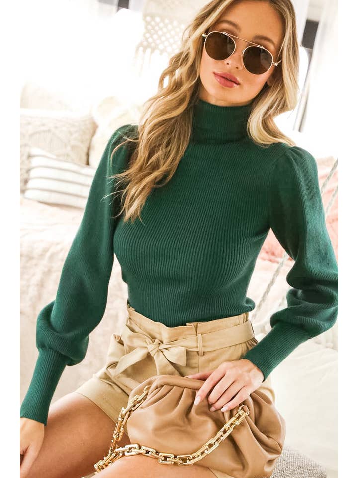 Vine & Love - Wholesale Knit Sweater - Women's - Extra Fine Merino Ribbed Turtle Neck Knitted Sweater VT7016125