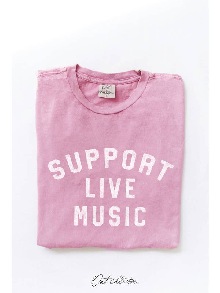 OAT COLLECTIVE - Wholesale Screen Printed T-Shirt - Women's - SUPPORT LIVE MUSIC Mineral Graphic Top2