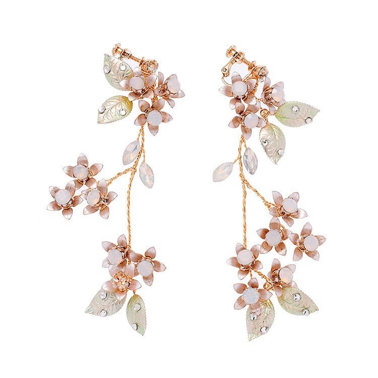 Perimade & Co. LLC - Wholesale Dangle Earrings - Bridal Leaf Pearl Drop Earrings in Solid Copper, Pearl, Jade2