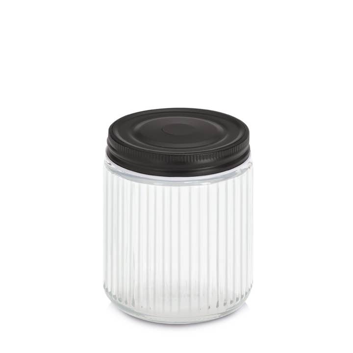 Transparent Black Storage jar with metal lid, 520 ml for wholesale on Faire