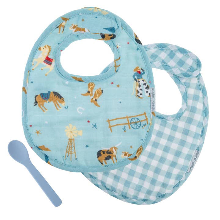 Stephen Joseph Gifts - Wholesale Feeding set – Baby - Muslin Bib Set with Spoon2