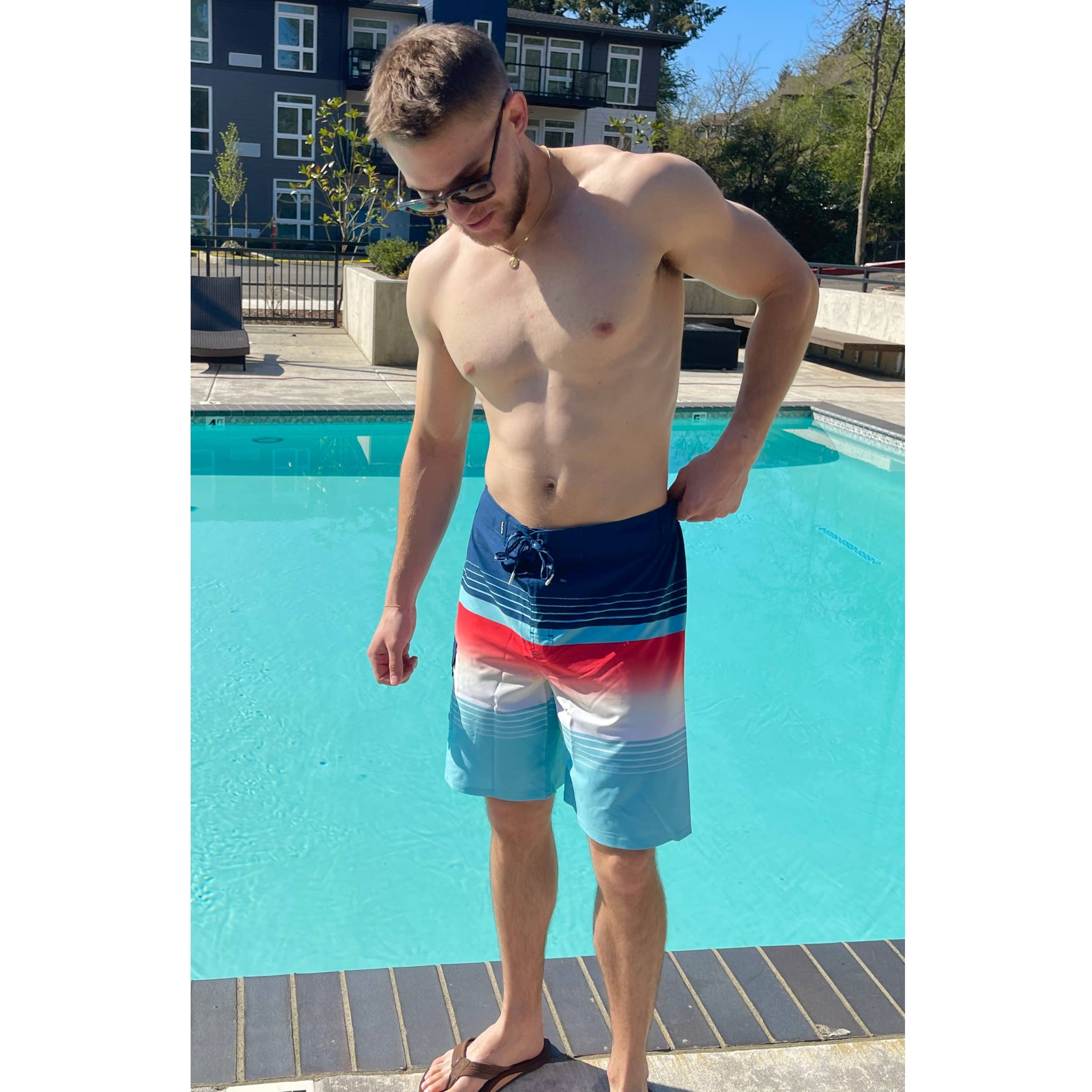 Rokka & Rolla - Wholesale Swim Shorts - Men's - Men's 9" Half Elastic Waist Board Swim Shorts Swimwear15