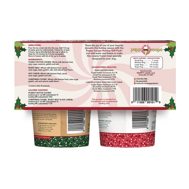 Puppy Cake LLC - Wholesale Pet Treats - Dog - Puppy Scoops Ice Cream Mix - Holiday Gift Pack