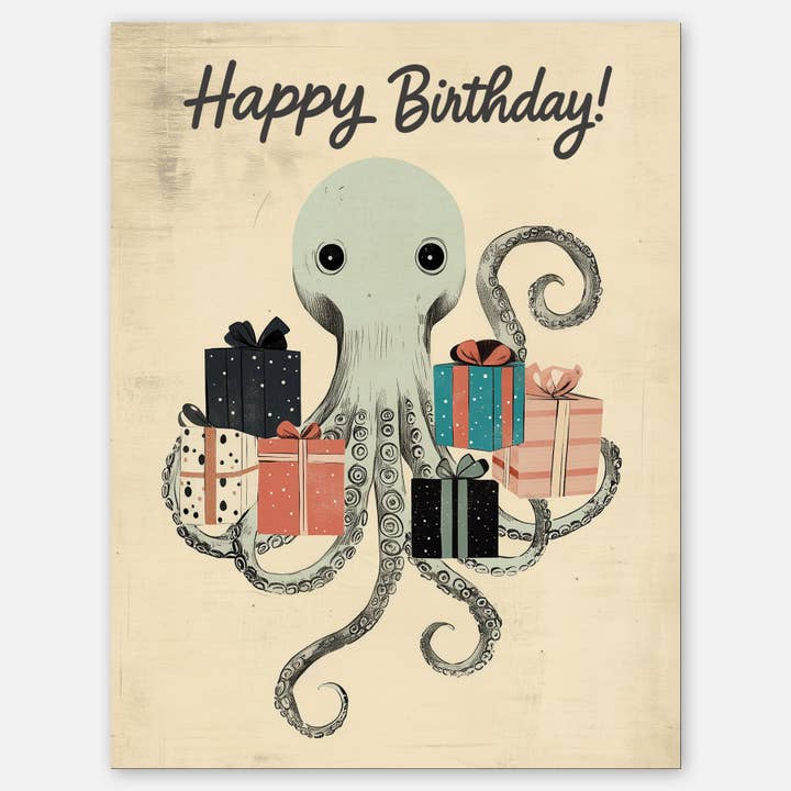 Octopus Birthday - A2 greeting card for wholesale by Paper Slam