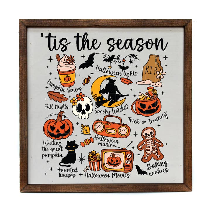 Tis The Season Halloween Collage Fall Decor - Fall Signs for wholesale by Driftless Studios