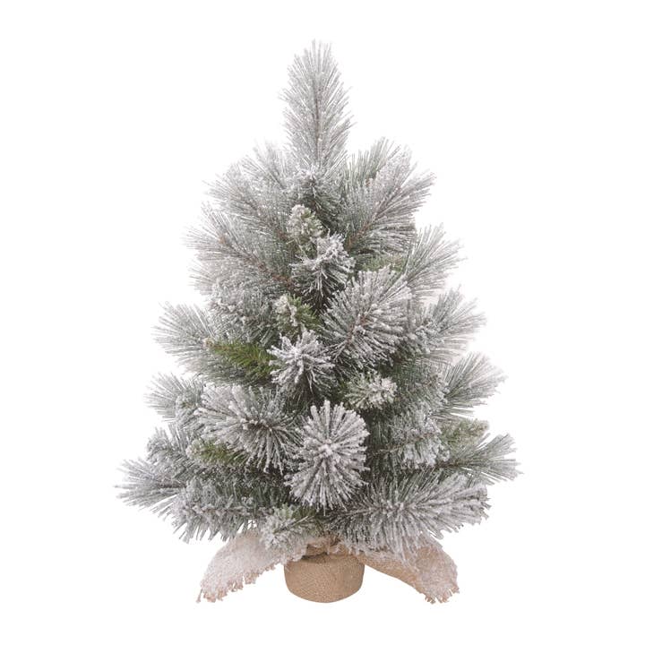 Transpac - Wholesale Artificial Christmas Tree - CLOSEOUT Frosted Tree in Burlap Bag