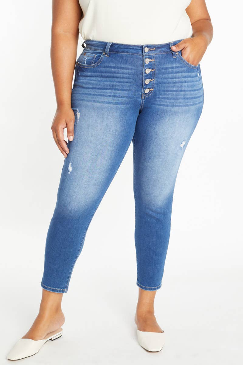 MOYEN OUVRIR PACK Jean Skinny Taille Haute Cheville Grande Taille WEP3310XL en vente sur Faire5