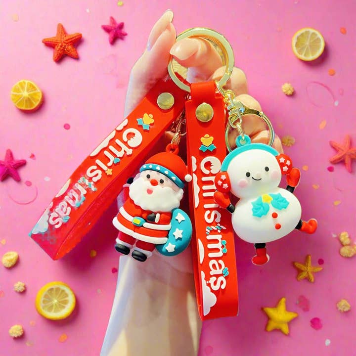 Cartoon Christmas PVC Soft Keychain Creative Keychain for wholesale by KiddieKickz