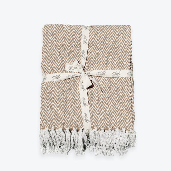 Allure Bath Fashions - Wholesale Throw Blanket - Audley Chevron Herringbone Throw Blankets - 100% Cotton