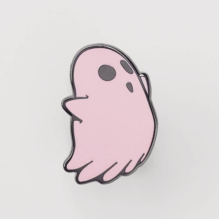 Pink Ghost Enamel Pin for wholesale by whaley moon