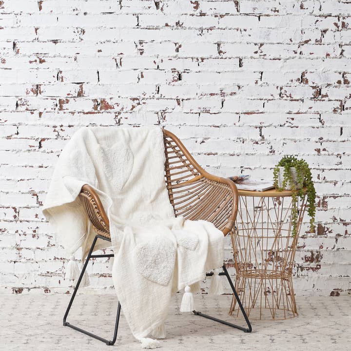 carol & frank - Wholesale Throw Blanket - Valentine's Day Heart White Tassel Throw Blanket1