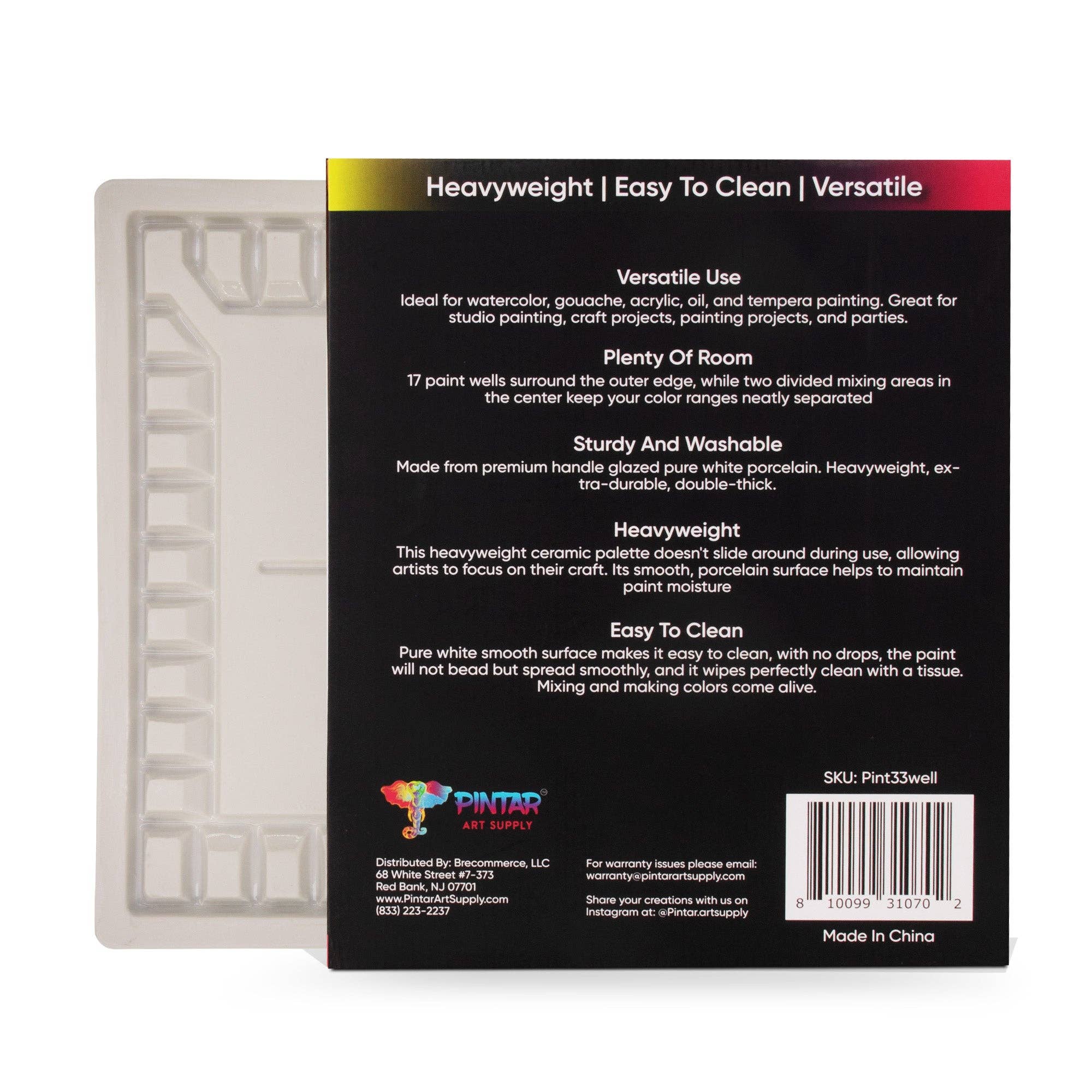 Pintar Art Supply - Wholesale Palette/Mixing Tray - Pintar 33-Well Ceramic Palette for All Water-Based Paints2