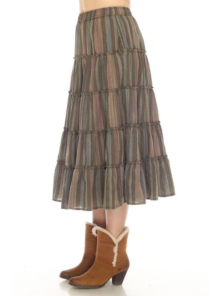 Lakhays Collection Inc. - Wholesale Skirt - Women's - Twirl 5 Tiered Midi Skirt