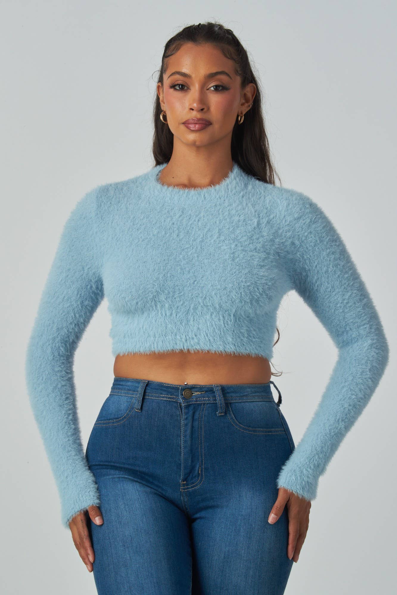 Hot & Delicious - Wholesale Knit Top - Women's - Olanes Fuzzy Crop Top (HAT2565A)4