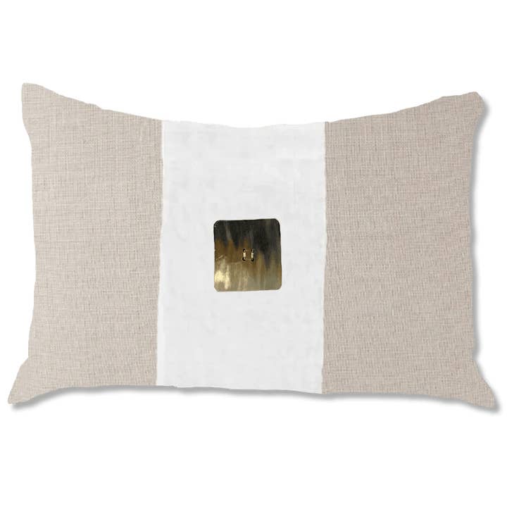 BHD HOME - Wholesale Lumbar pillow - Horn Button Natural & White Lumbar Cushion 35 x 53cm