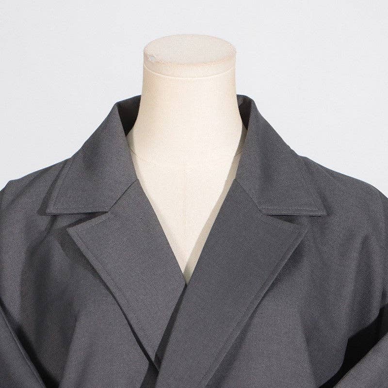 GRIS Manteau long tendance uni en vente sur Faire4