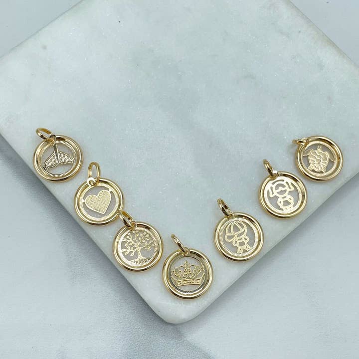 18k Gold Filled Circle Cutout Charms Pendants for wholesale by DIJU Jewelry