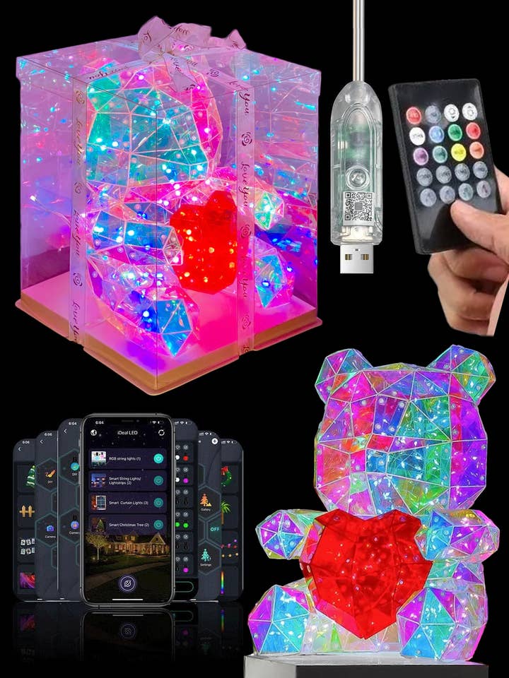 3d Mock Crystal Heart Bear Lamp - 13 Inch for wholesale by Cap Zone