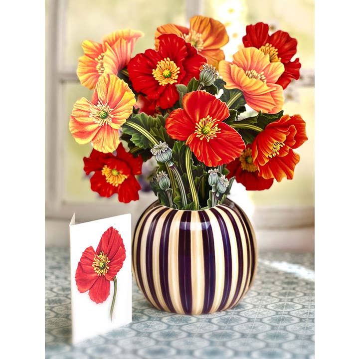FreshCut Paper LLC - Wholesale Everyday Greeting Card - French Poppies (8 Pop-up Greeting Cards)2