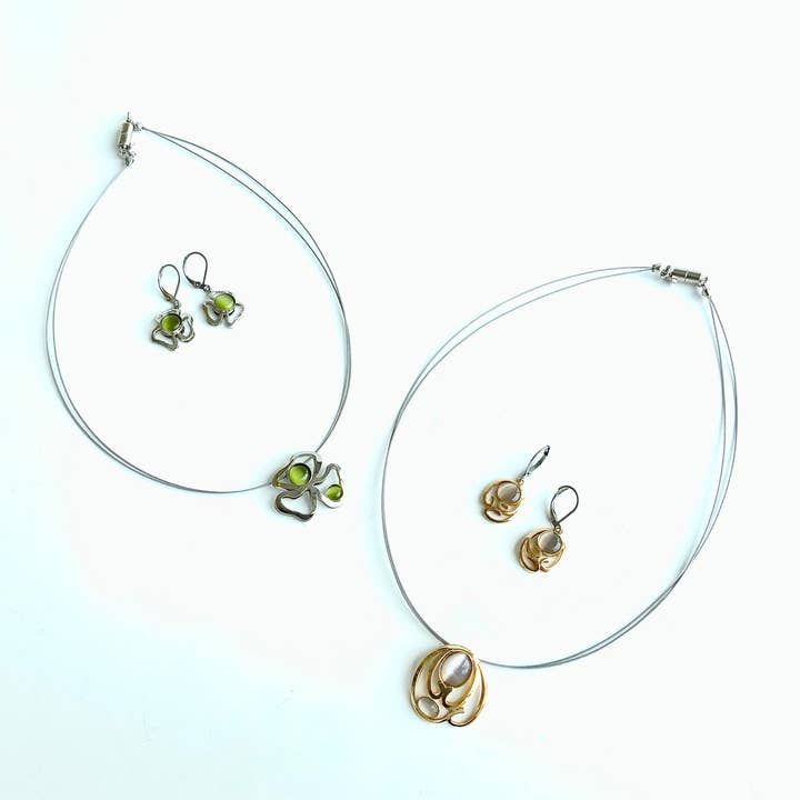 Christophe Poly / Crono Design – wholesale Jewellery set – SETS (KY) - Small Pendant WireNeck(K) 19" & LeverEar(X) Sets16