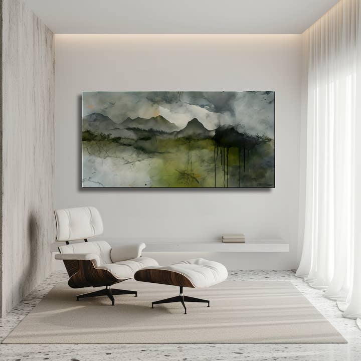 LAYERED ELEMENTALS -Extra Large Textured Canvas Painting – Limited Edition Abstract Mountainscape for wholesale by ELOISE WORLD STUDIO