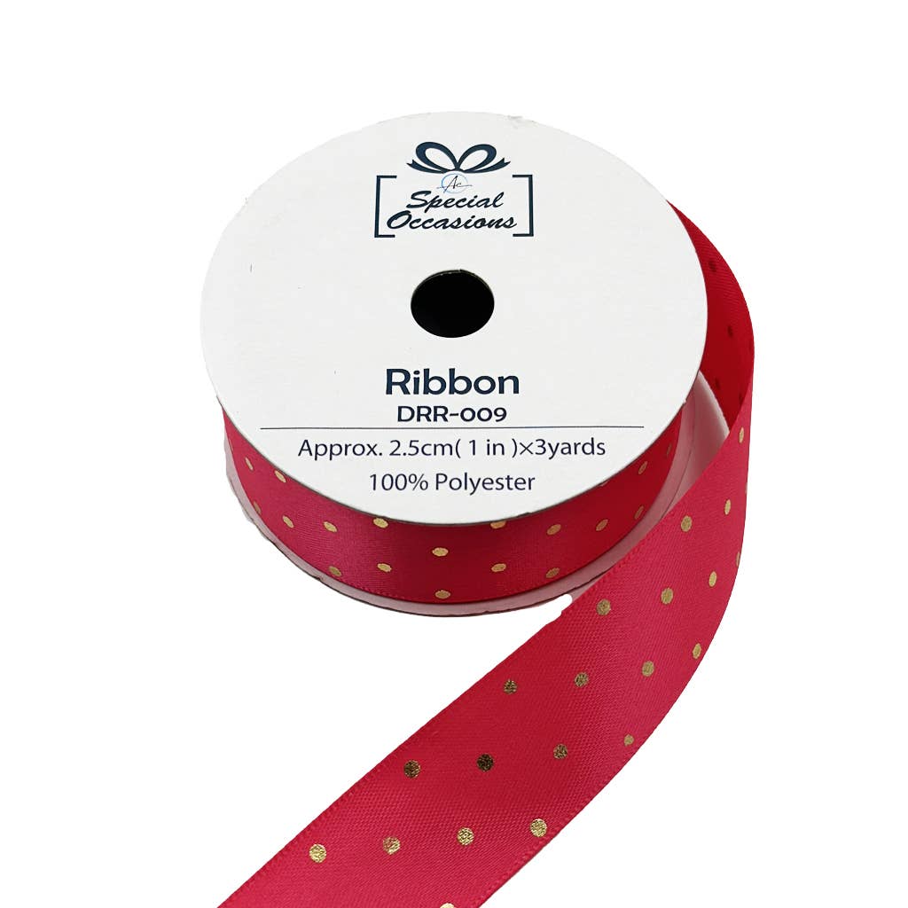 Angels Craft - Wholesale Ribbon - Gift Wrapping - Set of 12 decorative satin ribbon rolls with polka dots4
