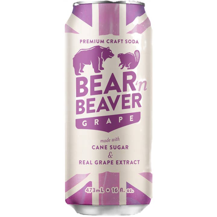 Bear 'N Beaver - Classic Grape 16 fl oz, 12ct Can for wholesale by Grandpa Joe's Candy Shop