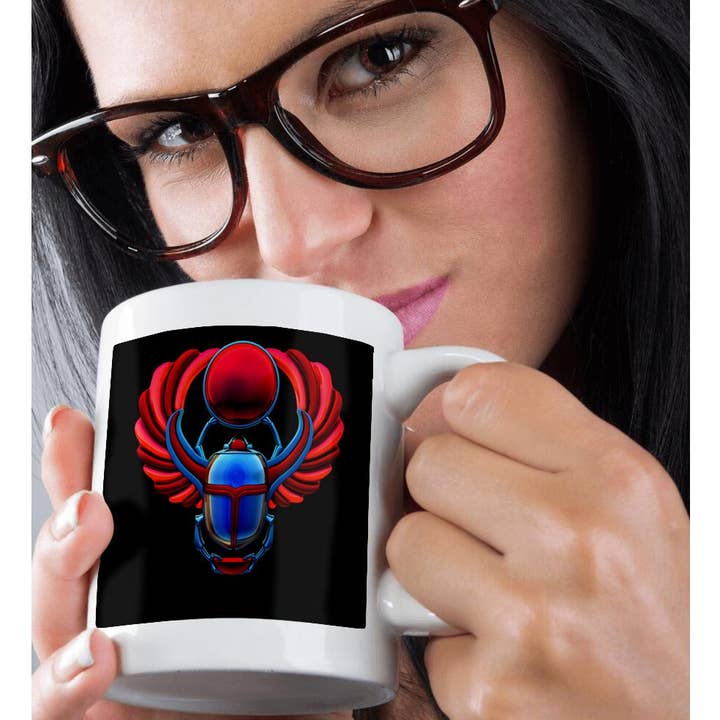 3dRose - Wholesale Coffee Mug - 3dRose, Red and blue scarab beetle ancient Egyptian hieroglyph design., Mug9